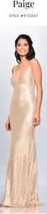 Theia Paige rose gold bridesmaids dress